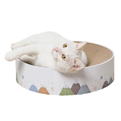 China Viable Round Shape Cat Bed Sleeping Playing Lounge Cat Scratch Board Corrugated Cat Scratcher for sale