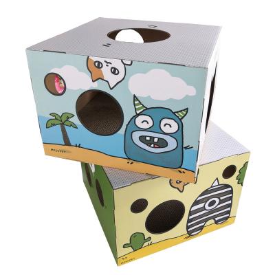 China Wholesale Viable Cat House Cardboard Scratcher Corrugated Cat Box for sale