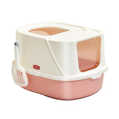 China Wholesale Semi-enclosed Cat Litter Box pp Cat Toilet Viable Factory Puddle Prevention for sale