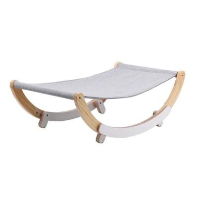 China Sustainable Wooden Pet Bed Breathable Cat Hammock Adjustable Swing Cat Bed for sale