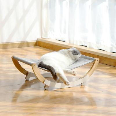 China Sustainable Cat Bed Wooden Swing Bed Cat Hammock Elegant Design Home Pet Bed for sale