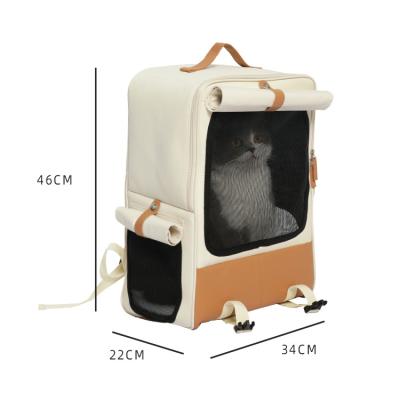 China Stocked Own Design Wholesale Cat Carrier Visible Foldable Cat Backpack Large Space Pet Travel Bag For Cats And Small Dogs for sale