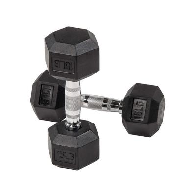 China Professional Fixed Dumbbell System Book Dumbbell Solid Steel Dumbbell Rubber Coated Hexagon Fitness Rubber Covered Dumbbell for sale