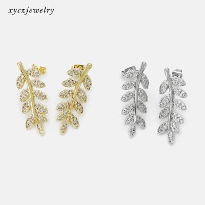 China TRENDY hot sale jewelry for women gold plated leaf shape stud earrings for sale