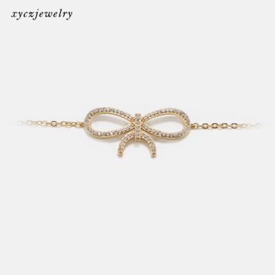 China Hot Sale Cute Bow-knot Bracelet CZ Jewelry 18K Gold Fashion Butterfly Jewelry for sale