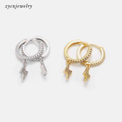 China Casual/Sporty Hot Selling Lighting Hoop Earrings Zircon White Gold Plated Women Hoop Earrings for sale