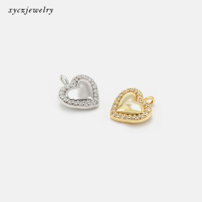 China Lovely Cute DIY Accessories Supplier CZ Gold Plated Necklace Heart Pendant Charm for sale