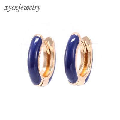 China 2019 Brass Oil Drip Resin Enamel Style Circle Earrings Wholesale for sale