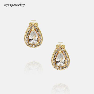 China Simple Casual/Sporty Pear Stud Earrings Fashion Girls CZ White Gold Plated Jewelry Stud Earrings for sale