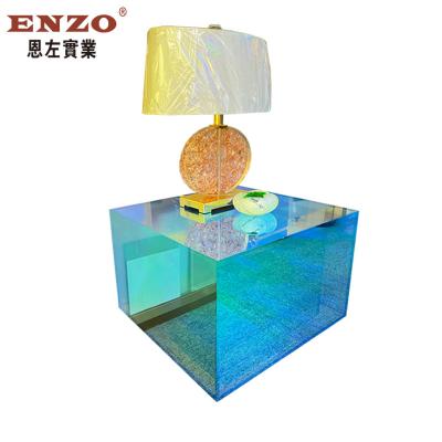 China ENZO extendable advanced gradual dyeing acrylic table special customized acrylic coffee table home mounted acrylic furniture for sale