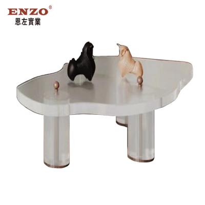 China ENZO Modern Transparent Adjustable White Acrylic Furniture Acrylic Coffee Table (Height) Design Customized Acrylic Tables for sale