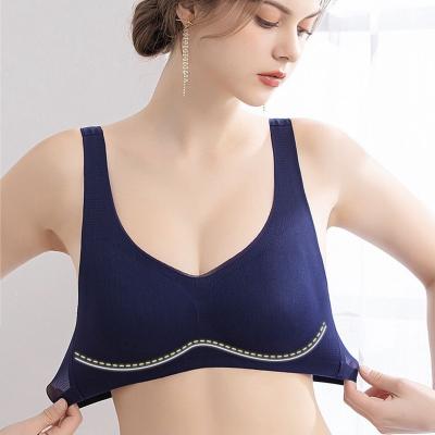 China QUICK DRY ultra thin ice silk seamless ventilation holes receive auxiliary milk without ring anti-sag ladies bra steel underwear for sale