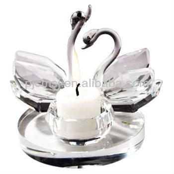 China Home Decoration Clear Crystal Candle Holder with Swans for Wedding Favors for sale