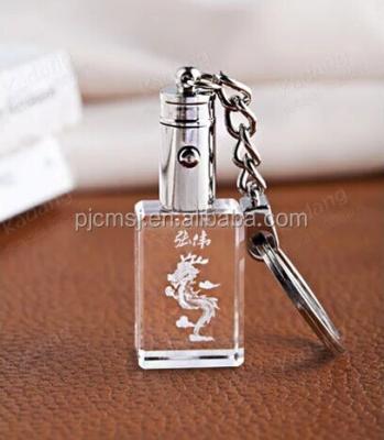 China Gifts Souvenirs 3D Laser Engraved Crystal Keychain Business Gifts Crystal Key Chain for sale