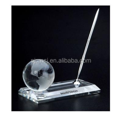 China China Crystal Globe Pen Stand Set for Office OSM021 for sale