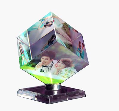 China Various Colors And Elegant Rotating Crystal Cube Photo Frame In New Designs for sale