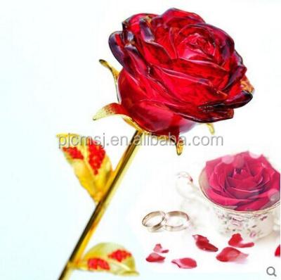 China Europe Suitable Price Top Quality Romantic Crystal Rose Flower Wedding Favors Valentines Day Gifts for sale