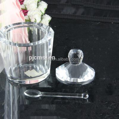 China China crystal jar, crystal ice cream jar with spoon, crystal snack jars for sale