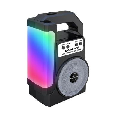 China MODENG Portable Wireless Speaker 5W 3inch TF FM Outdoor Super Bass Sound Sound Speaker With LED Light for sale