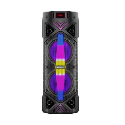 China Portable LED Flashing Light Display MODENG Led Light Variable Speaker With Dual 6.5 Inch Subwoofer Heavy Bass for sale