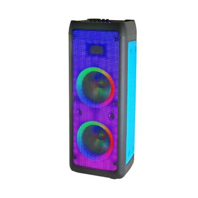 China Colorful LED Light Accept 8 Inch Boombox Blue Tooth Bass Party Karaoke Speaker With Custom Blazing Lamp Double Deep Screen for sale