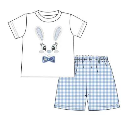 China RTS Casual Baby Toddler Boys Little Girls Spring Shorts Summer Sets Rabbit Embroidery Boys Girls Costumes For Easter for sale