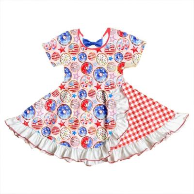 China National Flag Baby Toddler Girls 4th of July Independence Day Washable Patriotic Baby Dress and Princess Print Dress for sale