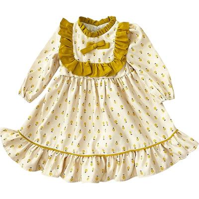 China Washable Baby Toddler Little Girls Fall Flower Thanksgiving Vintage Dress - Ivory for sale