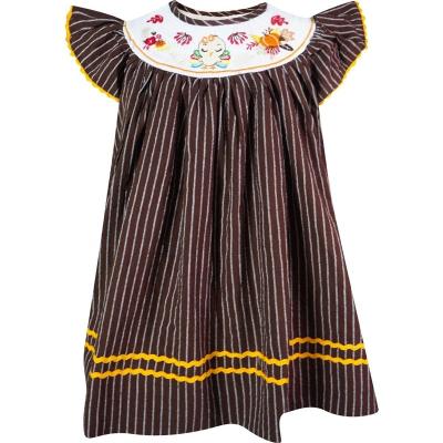 China Washable Embroidery Overalls Baby Kids Toddler Boys Thanksgiving Turkey Longall Embroidery - Brown Stripes for sale