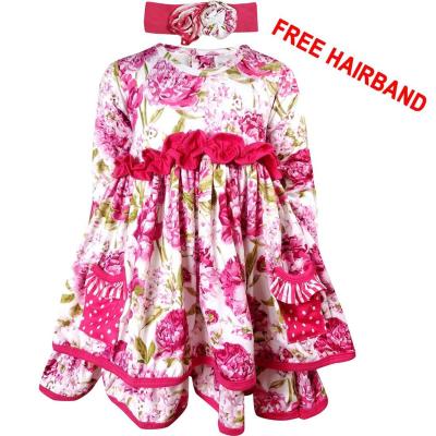 China Baby Toddler Little Girls Peony Flower Christmas Dress Washable High Quality Custom Made Hot Pink for sale