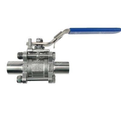 China General Sanitary Ball Valve 3-Piece 316 SS Extend Tube Butt Weld Direct Mount Non-encapsulated Ball Valve for sale