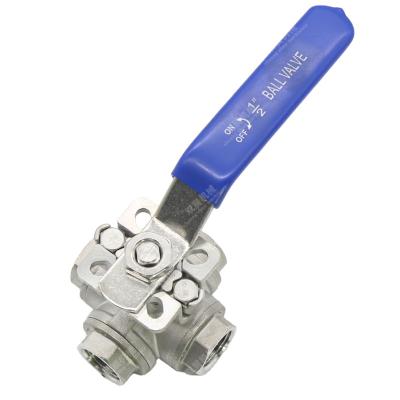 China General 304) Stainless Steel 4-Way Ball Valve Female (Threaded Ports With Mounting Bracket 1000 WET Cross Valve Manually for sale