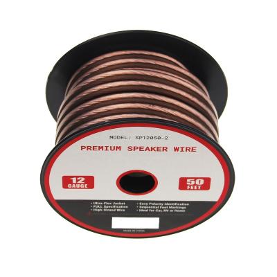 China Car Frosted 12AWG Flexible Transparent Speaker Cable 50ft for sale