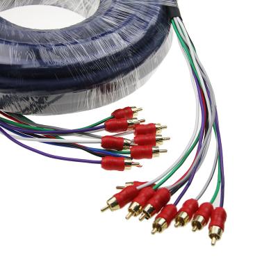 China 2022 Custom Car Dc 15.4mm 30FT 8 Channel Male Plug RCA Cable Stereo Snake Audio Video Digital Cable for sale