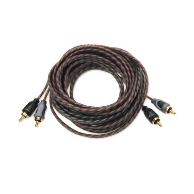 China Flexible Twist 2R-2R RCA Cable 5M Blister Copper Audio Black Frosted Transparent Single Packing for sale