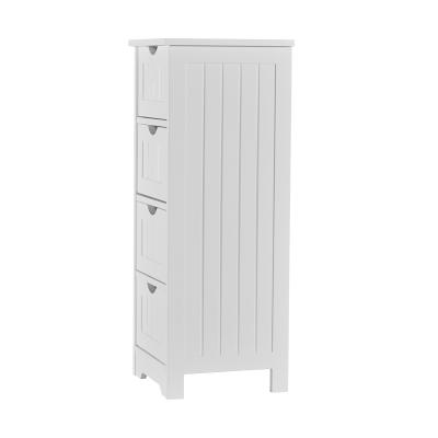 China Modern Nordic Design MDF White Color Free Standing Pull Out Modern Bathroom Storage Cabinet for sale