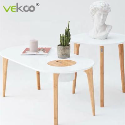 China Eco-friendly Natural Bamboo Wooden Tea Table Combination Bedside Table Combination Coffee Table For Living Room for sale