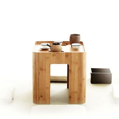 China Small Eco-friendly Bamboo Coffee Table Tatami Tea Table Storage Ottoman Living Room Furniture With 4 Cushions for sale