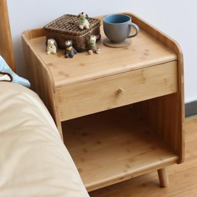 China Modern OEM bedroom bedside table bamboo wooden nightstand modern nightstand table for sale