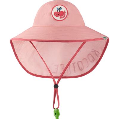 China Fashion New KOCOTREE 2023 Stylish Kids Big Wide Brim Bucket Hat Neck Cover Shawl Cute Girl Boy Visor Hat Sun UV Protection for sale