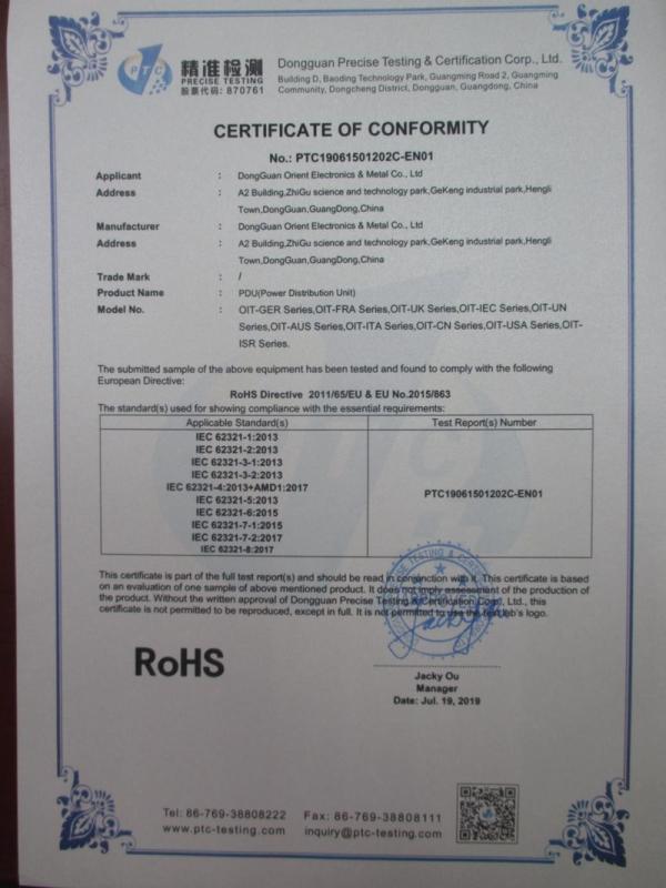 RoHS - Dongguan Orient Electronics & Metal Co., Ltd.