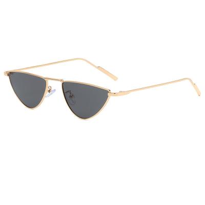 China Triangular Cat Eye Sunglasses Fashionable Small Sunglasses Metal Frame For Men And Women for sale