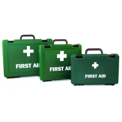 China 2019 New Emergency Care Item KF292 ABS Plastic Plastic Wall Mount Workplace First Aid Kit Box Green Color for sale