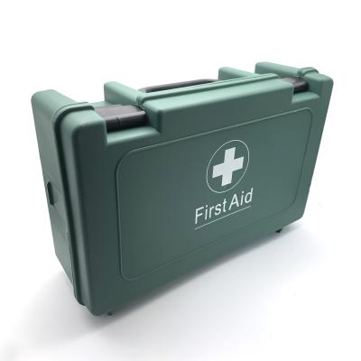 China Emergency Care Green Color ABS Wall Mount Workplace Plastic First Aid Box With Lock for sale