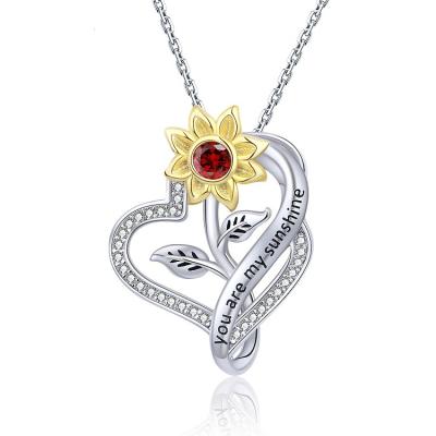 China BOHEMIA Gold Plated 925 Sterling Silver Sunflower Pendant You Are My Sunshine Necklace For Women for sale