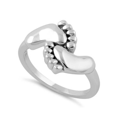 China BOHEMIA Costume Jewelry Baby Gift Sterling Silver Baby Feet Ring Baby Ring for sale