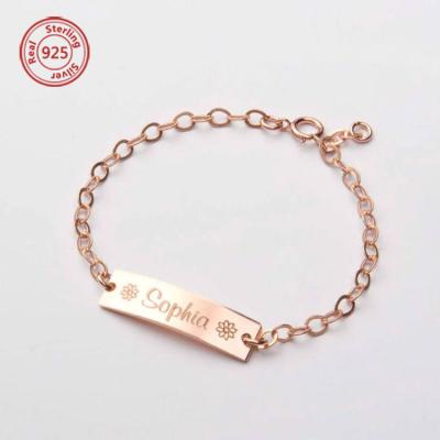 China 925 Silver Custom Boys Personalized Baby ID Bracelets Girls Silver Bracelet for sale