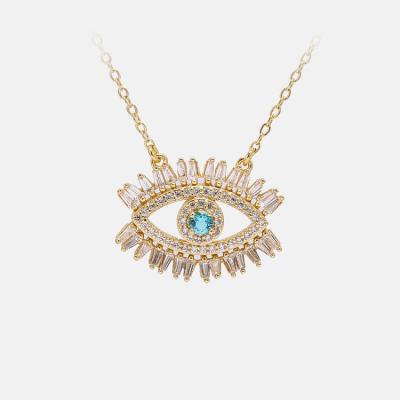 China Fashion TRENDY Hot Selling Gold Plated Evil Eye Blue CZ Necklace Jewelry for sale