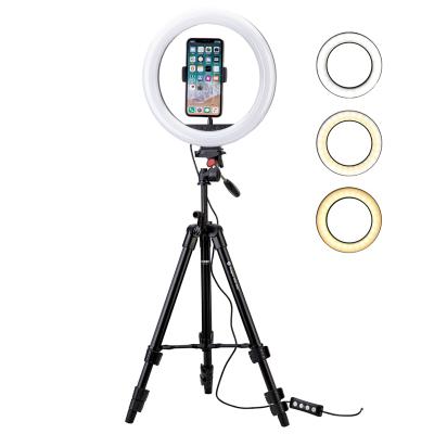 China Hot Selling Aluminum Alloy 8 10 18 Inch Circle Color Cell Phone Ring Light With Tripod Stand for sale