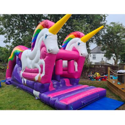 China Rental or Home Rentals Unicorn Obstacle Course For Sale Commercial Inflatable Ultimate Party Use en venta